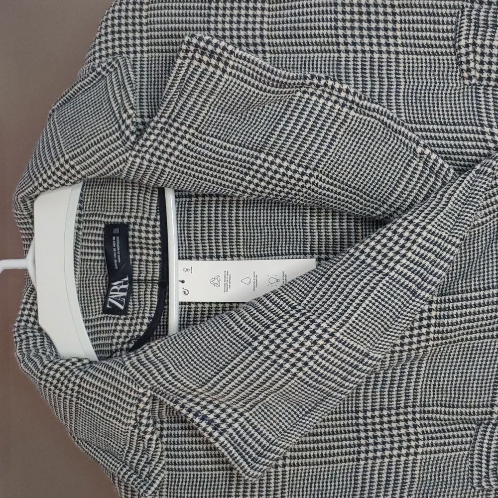 NWOT ZARA Gray houndsthooth oversized overshirt coat blazer jacket - Picture 3 of 12